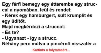 Vicc: Egy férfi bemegy egy étterembe egy struccal a nyomában –