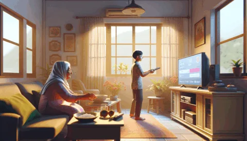 Vicc: Egy idős néni megkéri a fiát, hogy állítsa be a TV-t.