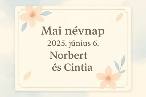 Mai névnap – 2025. június 6.: Norbert és Cintia