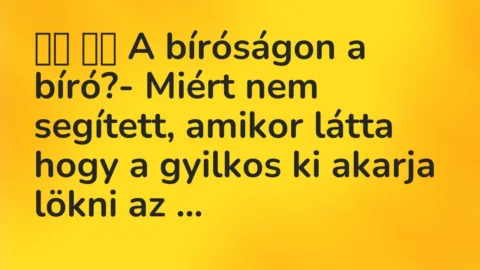 Vicc: 
		  
		  A bíróságon a bíró?- Miért nem segített, amikor látta…