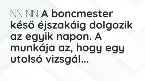 Vicc: 
		  
		  A boncmester késő éjszakáig dolgozik az egyik napon. A…