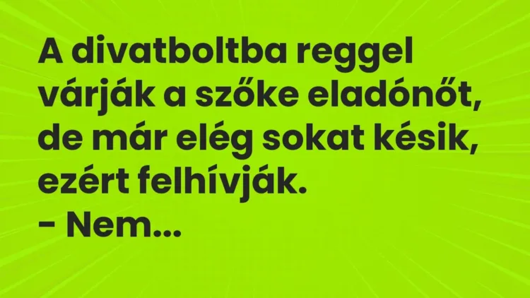 Vicc: A divatboltba reggel várják a szőke eladónőt, de már elég sokat késik, ezért… Vicc: A divatboltba reggel várják a szőke eladónőt, de már elég sokat késik, ezért…
