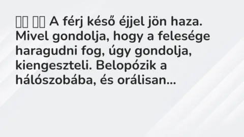 Vicc: 
		  
		  A férj késő éjjel jön haza. Mivel gondolja, hogy a felesége…