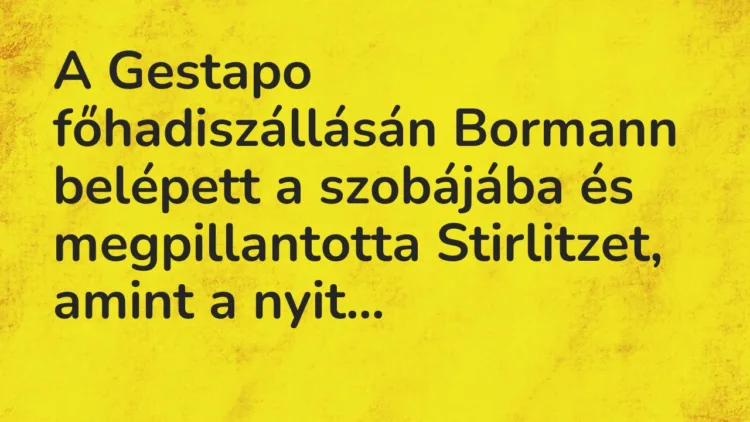 Vicc: A Gestapo főhadiszállásán Bormann belépett a szobájába és megpillantotta…