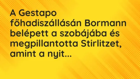 Vicc: A Gestapo főhadiszállásán Bormann belépett a szobájába és megpillantotta…