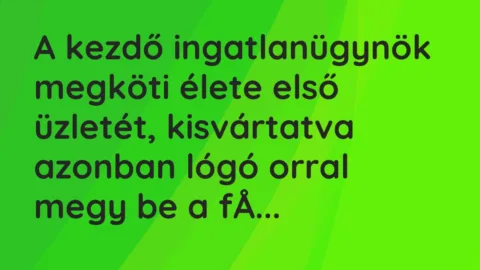 Vicc: A kezdő ingatlanügynök megköti élete első üzletét, kisvártatva azonban lógó…