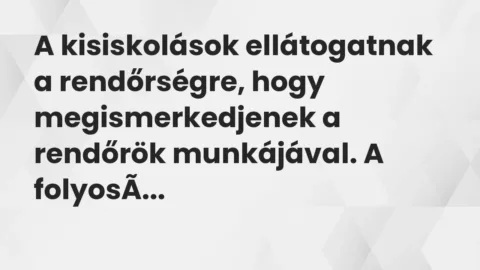 Vicc: A kisiskolások ellátogatnak a rendőrségre, hogy megismerkedjenek a rendőrök…