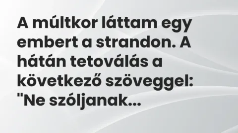 Vicc: A múltkor láttam egy embert a strandon. A hátán tetoválás a következő…