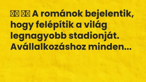 Vicc: 
		  
		  A románok bejelentik, hogy felépítik a világ legnagyobb…