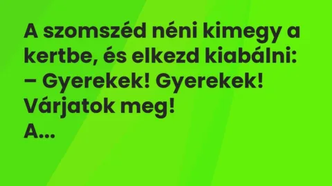 Vicc: A szomszéd néni kimegy a kertbe, és elkezd kiabálni: