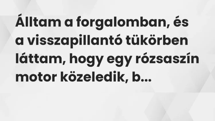 Vicc: Álltam a forgalomban, és a visszapillantó tükörben láttam, hogy egy rózsaszín… Vicc: Álltam a forgalomban, és a visszapillantó tükörben láttam, hogy egy rózsaszín…