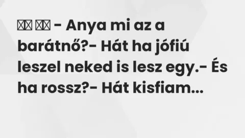 Vicc: 
		  
		  – Anya mi az a barátnő?- Hát ha jófiú leszel neked is…
