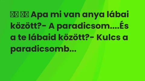 Vicc: 
		  
		  Apa mi van anya lábai között?- A paradicsom….És a…