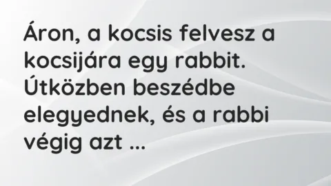 Vicc: Áron, a kocsis felvesz a kocsijára egy rabbit. Útközben beszédbe elegyednek, és…