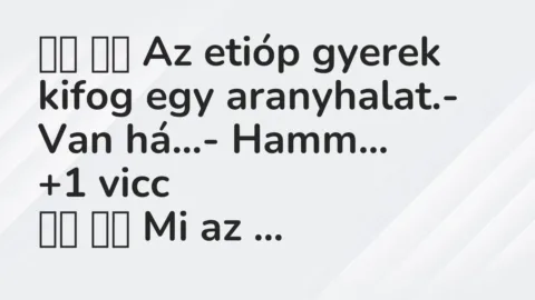 Vicc: 
		  
		  Az etióp gyerek kifog egy aranyhalat.- Van há…-…