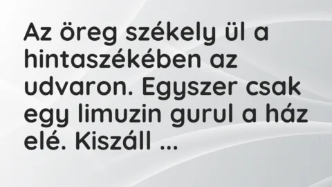 Vicc: Az öreg székely ül a hintaszékében az udvaron. Egyszer csak egy limuzin gurul a…