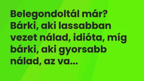 Vicc: Belegondoltál már? Bárki, aki lassabban vezet nálad, idióta, míg bárki, aki…