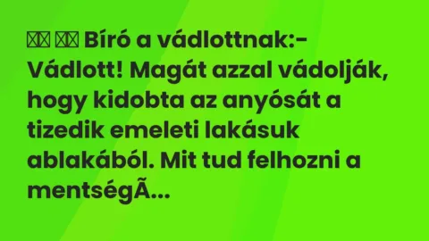 Vicc: 
		  
		  Bíró a vádlottnak:- Vádlott! Magát azzal vádolják, hogy…