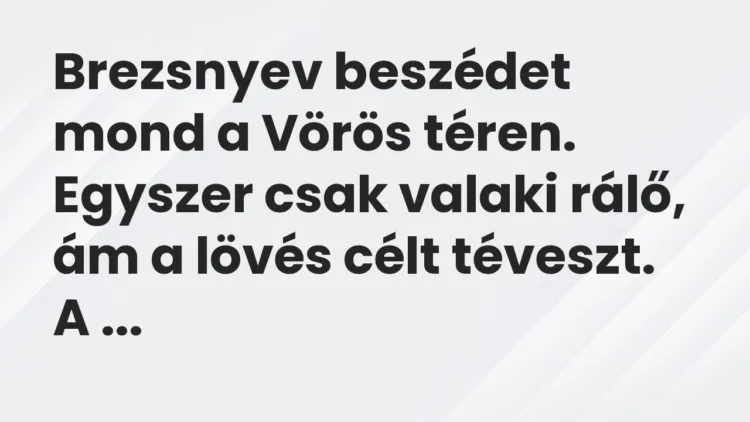Vicc: Brezsnyev beszédet mond a Vörös téren.

Egyszer csak valaki rálő, ám a lövés…