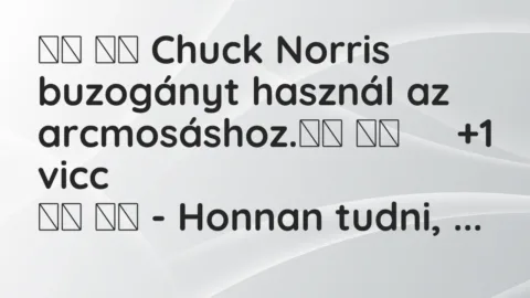 Vicc: 
		  
		  Chuck Norris buzogányt használ az arcmosáshoz.		 …