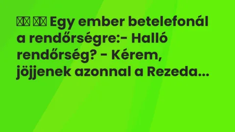Vicc: 
		  
		  Egy ember betelefonál a rendőrségre:- Halló rendőrség? …