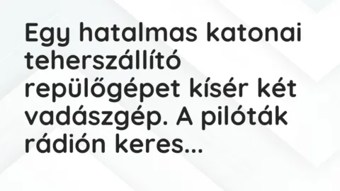 Vicc: Egy hatalmas katonai teherszállító repülőgépet kísér két vadászgép. A pilóták…