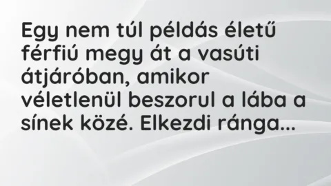 Vicc: Egy nem túl példás életű férfiú megy át a vasúti átjáróban, amikor véletlenül…