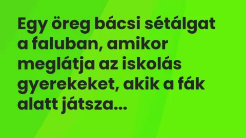 Vicc: Egy öreg bácsi sétálgat a faluban, amikor meglátja az iskolás gyerekeket…