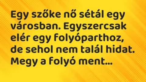 Vicc: Egy szőke nő sétál egy városban. Egyszercsak elér egy folyóparthoz, de sehol nem…
