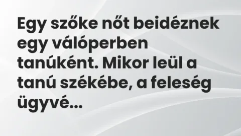 Vicc: Egy szőke nőt beidéznek egy válóperben tanúként. Mikor leül a tanú székébe, a…