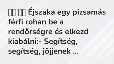Vicc: 
		  
		  Éjszaka egy pizsamás férfi rohan be a rendőrségre és elkezd…