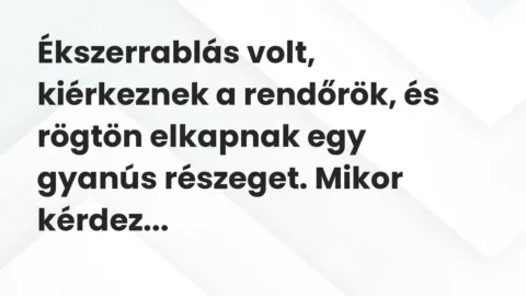Vicc: Ékszerrablás volt, kiérkeznek a rendőrök, és rögtön elkapnak egy gyanús…