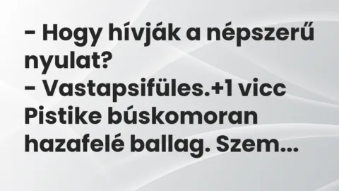 Vicc: – Hogy hívják a népszerű nyulat?

– Vastapsifüles.