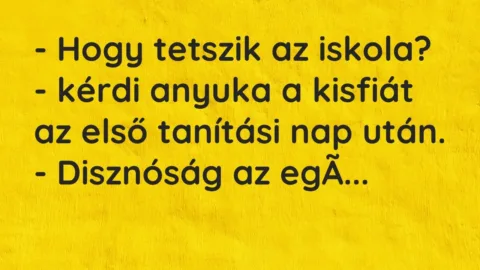Vicc: – Hogy tetszik az iskola? – kérdi anyuka a kisfiát az első tanítási nap…