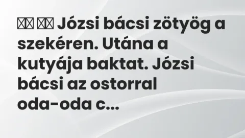 Vicc: 
		  
		  Józsi bácsi zötyög a szekéren. Utána a kutyája baktat….