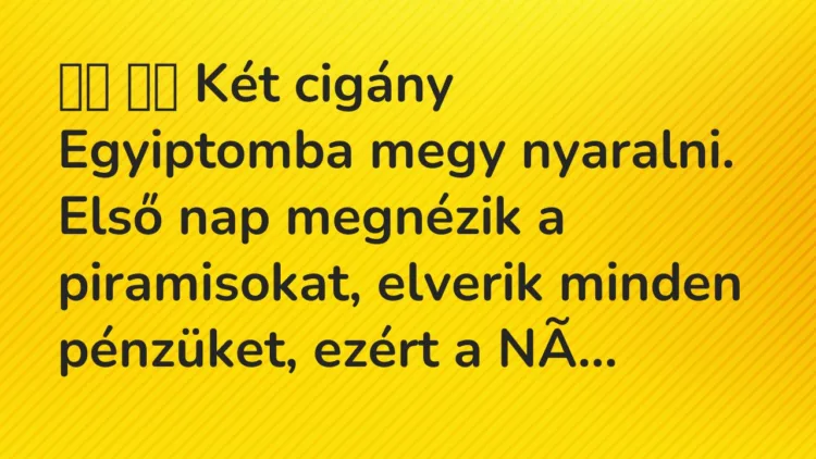 Vicc:
Két cigány Egyiptomba megy nyaralni. Első nap megnézik a… Vicc:
Két cigány Egyiptomba megy nyaralni. Első nap megnézik a…