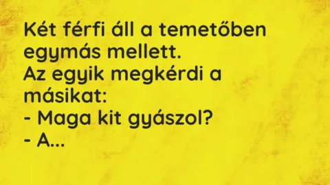 Vicc: Két férfi áll a temetőben egymás mellett.

Az egyik megkérdi a…