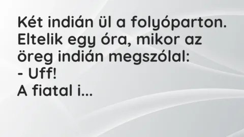 Vicc: Két indián ül a folyóparton. Eltelik egy óra, mikor az öreg indián…