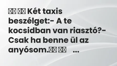 Vicc: 
		  
		  Két taxis beszélget:- A te kocsidban van riasztó?- …