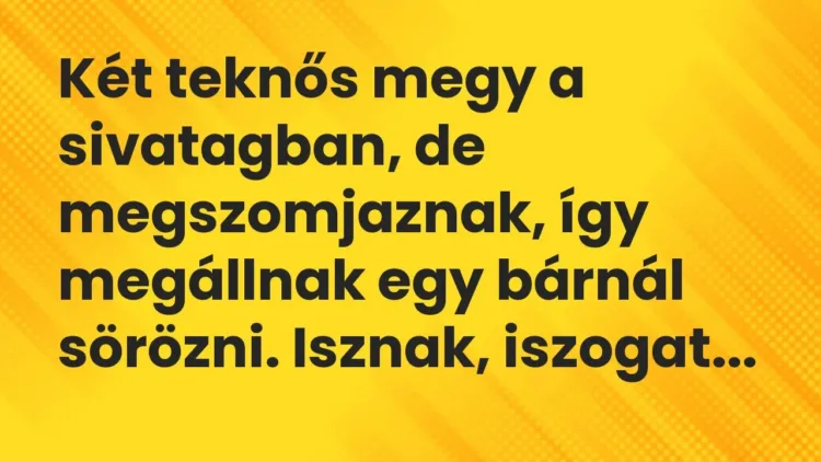 Vicc: Két teknős megy a sivatagban, de megszomjaznak, így megállnak egy bárnál… Vicc: Két teknős megy a sivatagban, de megszomjaznak, így megállnak egy bárnál…