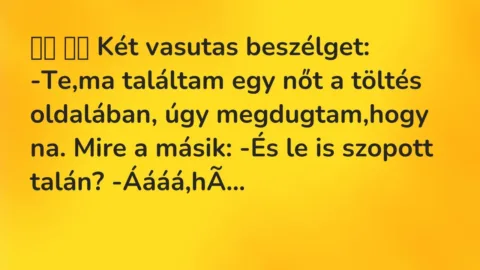 Vicc: 
		  
		  Két vasutas beszélget: -Te,ma találtam egy nőt a töltés…