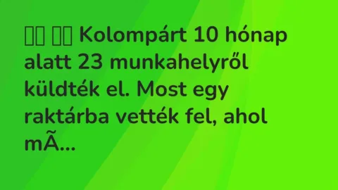 Vicc: 
		  
		  Kolompárt 10 hónap alatt 23 munkahelyről küldték el. Most…