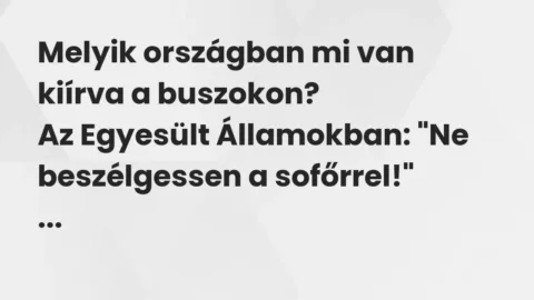 Vicc: Melyik országban mi van kiírva a buszokon?

Az Egyesült Államokban: „Ne…
