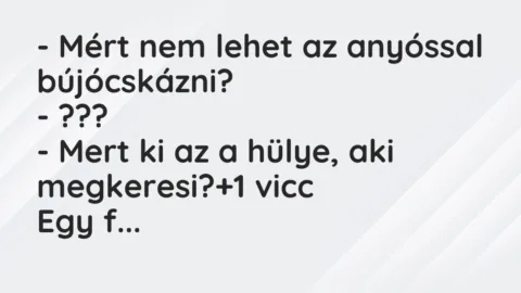 Vicc: – Mért nem lehet az anyóssal bújócskázni?

– ???

– Mert ki az a hülye,…