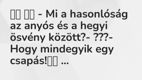 Vicc: 
		  
		  – Mi a hasonlóság az anyós és a hegyi ösvény között?-…