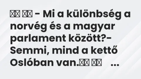 Vicc: 
		  
		  – Mi a különbség a norvég és a magyar parlament…