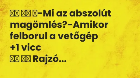 Vicc: 
		  
		  ‎-Mi az abszolút magömlés?-Amikor felborul a…