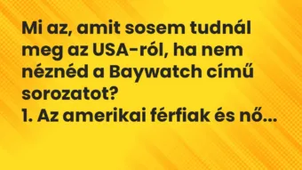 Vicc: Mi az, amit sosem tudnál meg az USA-ról, ha nem néznéd a Baywatch című…