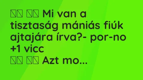 Vicc: 
		  
		  Mi van a tisztaság mániás fiúk ajtajára írva?-…