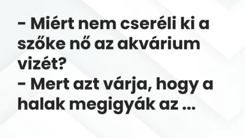 Vicc: – Miért nem cseréli ki a szőke nő az akvárium vizét?

– Mert azt várja, hogy…